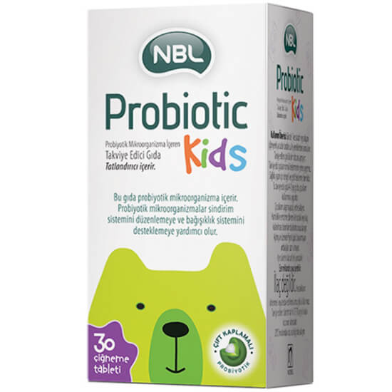 NBL Probiyotik Kids 30 çiğneme tablet çocuk probiyotik 67,7 mg FOS 2,3x10⁹ KOB 4 suşlu 30 tablet- 1