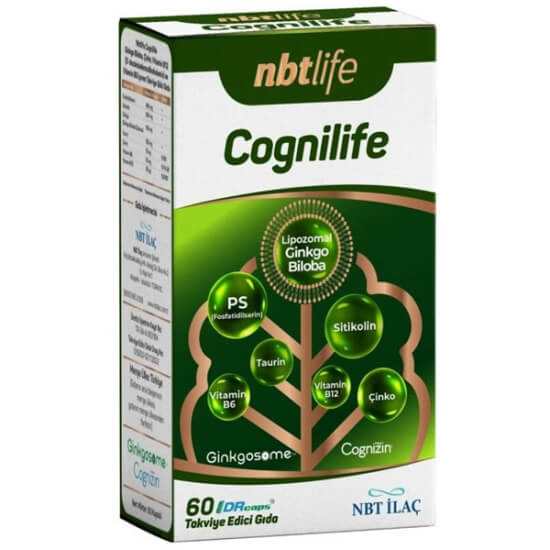 NBT Life Cognilife 60 kapsül bitkisel takviye fosfatidilserin 480 mg sitikolin 300 mg ginkgo biloba taurin çinko B6 B12- 1