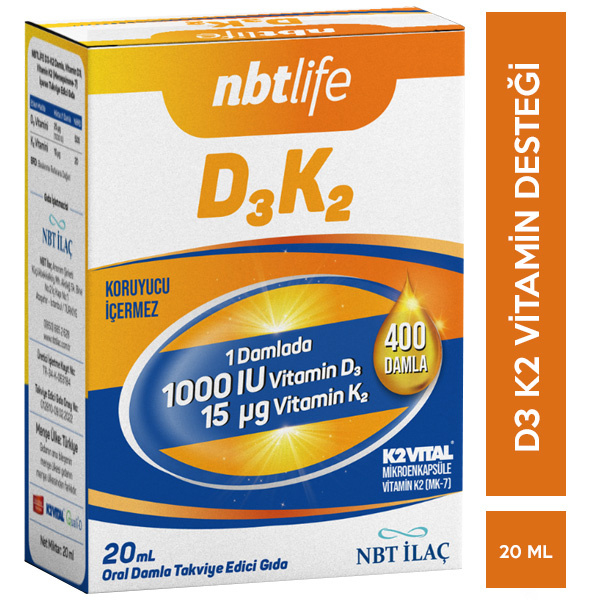 NBT Life D3K2 Damla 20 ML D3 K2 Vitamini