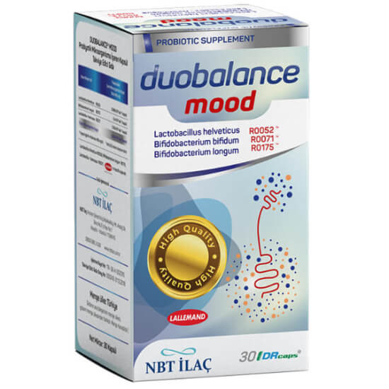 NBT Life Duobalance Mood 30 kapsül probiyotik; Lactobacillus helveticus R0052, B. longum R0175, B. bifidum R0071- 1