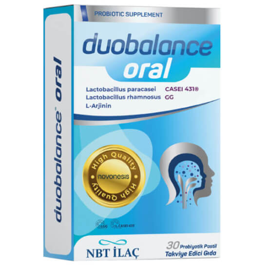 NBT Life Duobalance Oral 30 pastil probiyotik Lacticaseibacillus rhamnosus GG DSM 33156 L CASEI 431 DSM 33451 20 mg L-arjinin- 1
