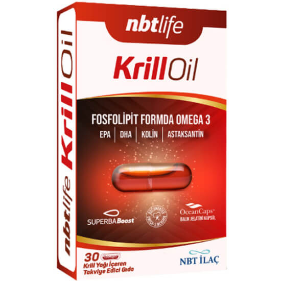 NBT Life Krill Oil 30 kapsül 500 mg krill yağı Licaps omega 3 135 mg EPA 75 mg DHA 35 mg astaksantin- 1