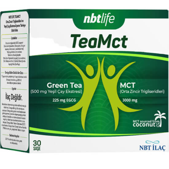 NBT Life TeaMct 30 şase toz takviye 30 saşe 3000 mg MCT 500 mg yeşil çay ekstresi limon aromalı- 1