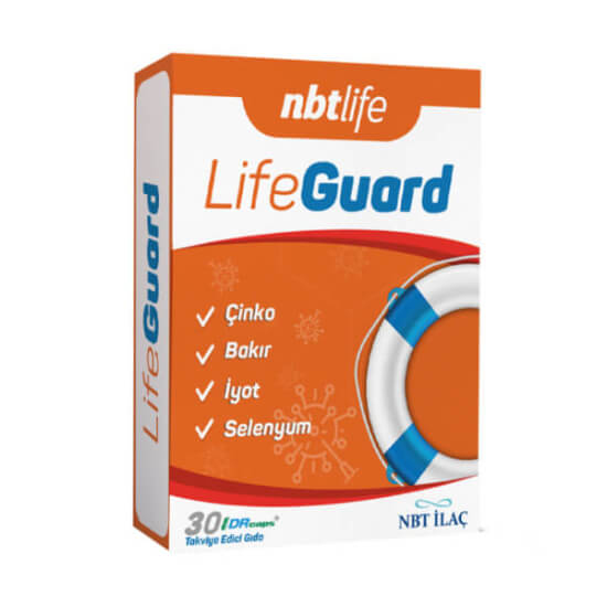 NBT Life Lifeguard 30 kapsül mineral takviyesi bitkisel kapsül çinko 15 mg selenyum 100 µg bakır 1500 µg iyot 150 µg- 1