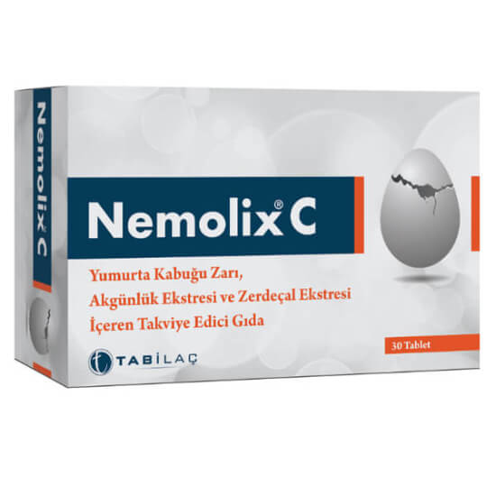 Nemolix C 30 tablet 500 mg yumurta kabuğu zarı 75 mg Boswellia serrata 50 mg zerdeçal gıda takviyesi- 1