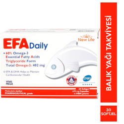 New Life - New Life Efa Daily Omega 3 30 Kapsül Omega 3 Takviyesi New Life - New Life Efa Daily Omega 3 30 Kapsül Omega 3 Takviyesi
