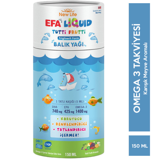New Life Efa Liquid Balık Yağı Sıvı 150 ML Tutti Frutti - 1
