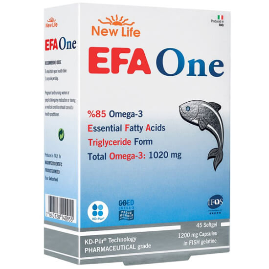 New Life Efa One Omega 3 45 yumuşak kapsül 1200 mg balık yağı 1020 mg omega 3 EPA 580 DHA 390 blister- 1