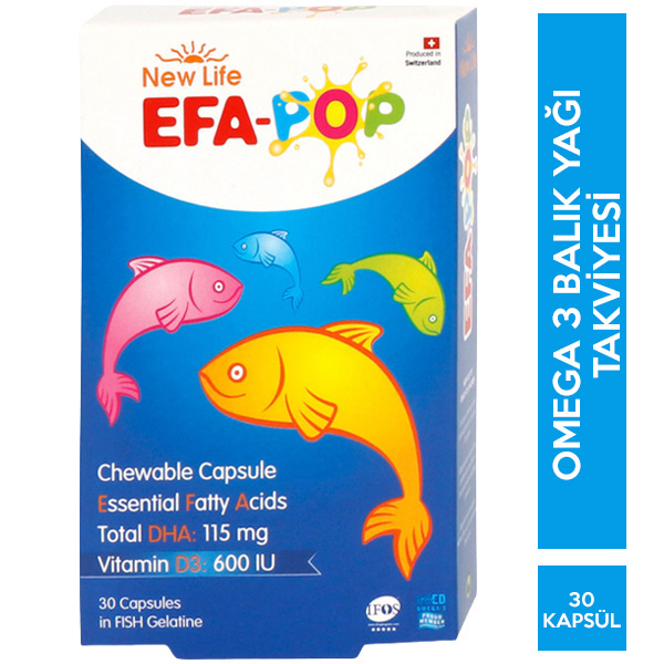 New Life Efa Pop Çiğnenebilir Balık Yağı 30 Kapsül