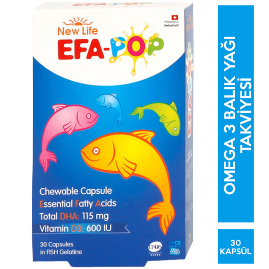 New Life Efa Pop Çiğnenebilir Balık Yağı 30 Kapsül - 1