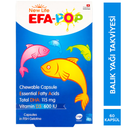 New Life - New Life Efa Pop Çiğnenebilir Balık Yağı 60 Yumuşak Kapsül New Life - New Life Efa Pop Çiğnenebilir Balık Yağı 60 Yumuşak Kapsül