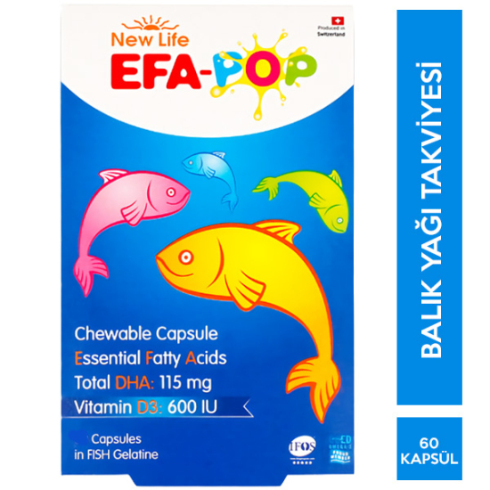New Life Efa Pop Çiğnenebilir Balık Yağı 60 Yumuşak Kapsül - 1