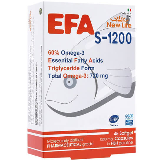 New Life Efa S 1200 Omega 3 45 kapsül balık yağı 1200 mg omega 3 720 mg EPA 396 mg DHA 264 mg trigliserid- 1