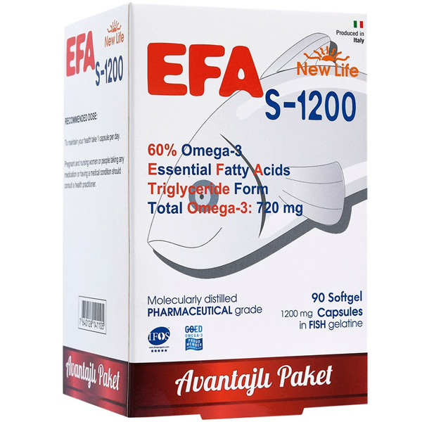 New Life Efa S 1200 Omega 3 90 Kapsül Omega 3 Takviyesi