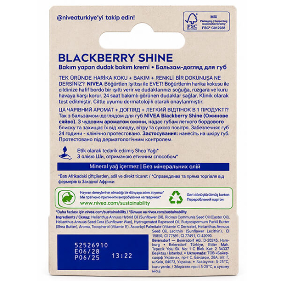 Nivea Bakım Yapan Dudak Bakım Kremi Black Berry 4,8 gr - 2