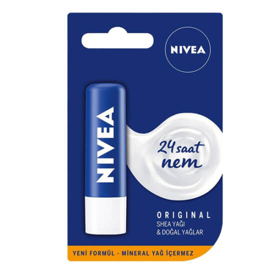 Nivea Original dudak bakım kremi 4,8 gr shea yağı ve doğal yağlar içeren 24 saat nemlendirici stick- 1