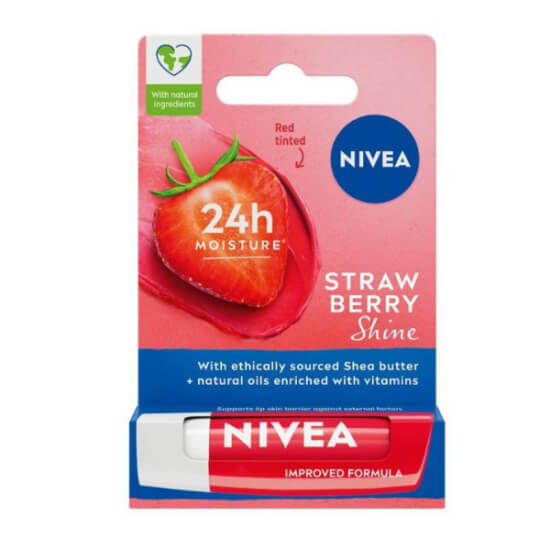 Nivea Strawberry çilek aromalı renkli dudak bakım kremi 4,8 g nemlendirici bakım sağlayan stick lip balm- 1