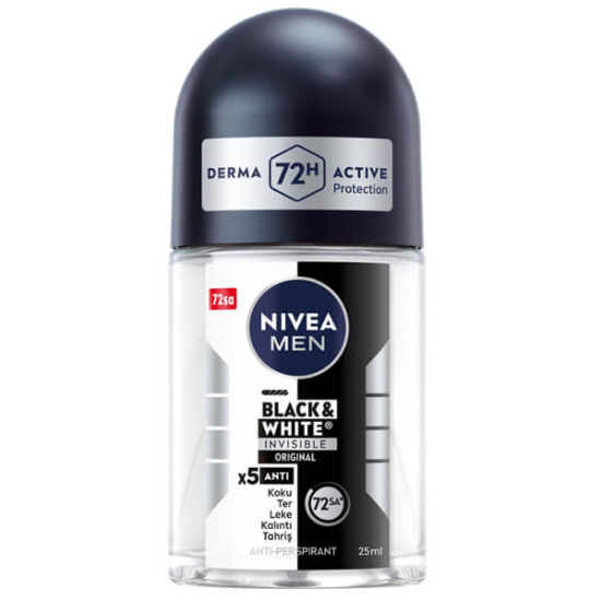  Nivea Black & White Invisible Roll-On For Men 25 ml - 1