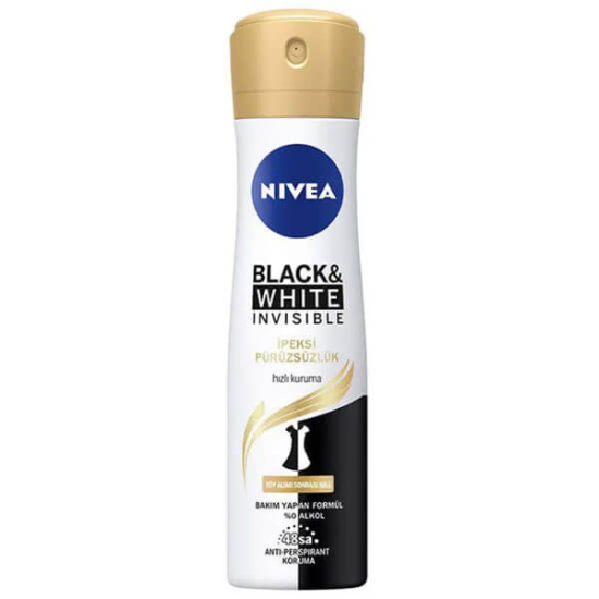  Nivea Black & White Sprey Deodorant Invisible For Women İpeksi Pürüzsüzlük 150 ml - 1