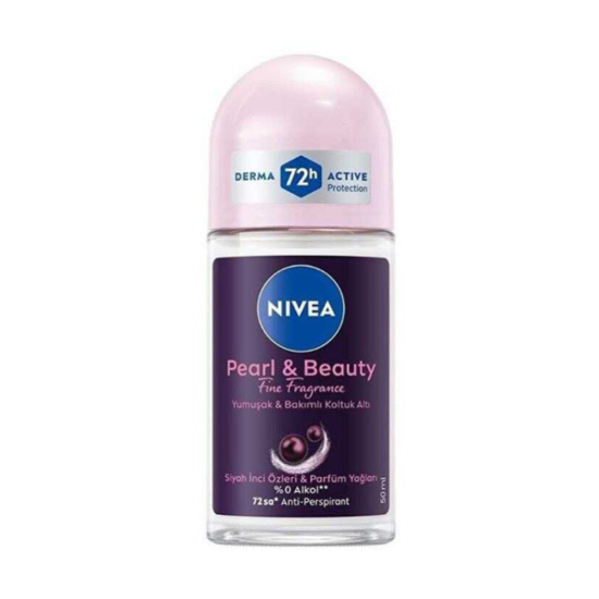 Nivea Pearl Beauty Black kadın roll on 50 ml, ferah modern koku, 48 saat koruma, alkol ve boya içermez- 1