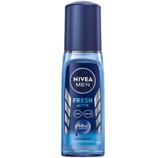 Nivea Men Fresh Active pompalı deodorant sprey 75 ml, okyanus esanslı ferah formül, 48 saat etki, pudrasız- 1