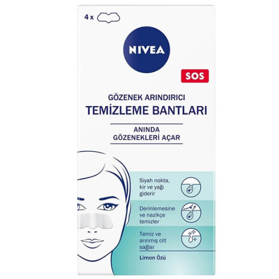 Nivea gözenek arındırıcı temizleme bantları 4lü paket siyah nokta ve kir temizleyici limon kokulu burun bantları- 1