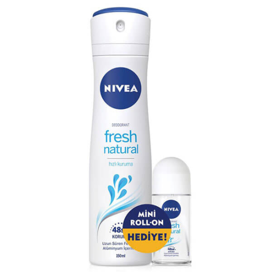  Nivea Kadın Deodorant Fresh Natural 150 ml + Roll-On 25 ml Hediye - 1