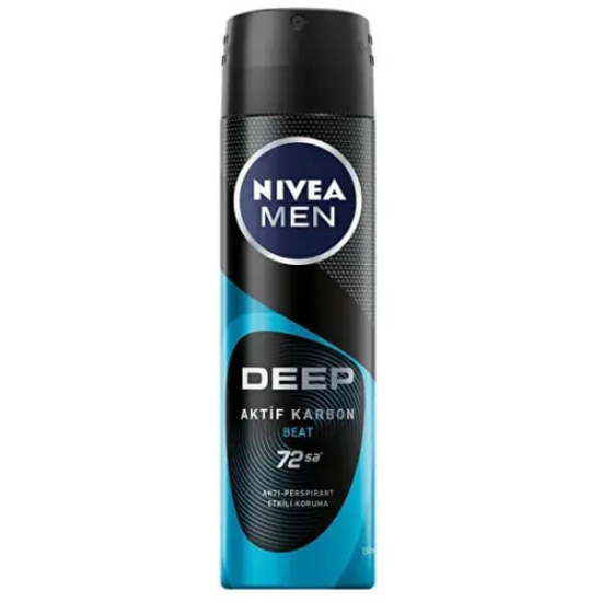  Nivea Men Deodorant Deep Beat Aktif Karbon Erkek Sprey 150 ml - 1