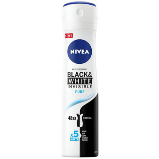 Nivea Invisible Black White Pure sprey deodorant 150 ml pudralı kadın deodorantı 48 saat koruma terlemeye karşı- 1