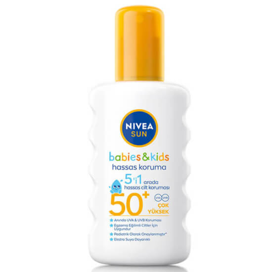 Nivea Sun Babies Kids hassas koruma güneş spreyi SPF50 200 ml çocuk ve bebek cildi için yüksek UVA UVB koruma- 1
