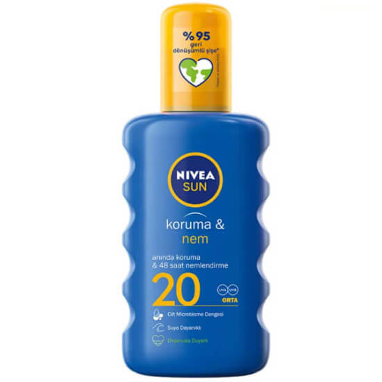 Nivea Sun Koruma & Nem güneş spreyi SPF20 200 ml, cildi nemlendirir, suya dayanıklı UVA/UVB koruma sağlar- 1