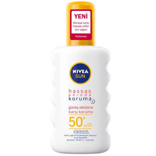 Nivea Sun Hassas Koruma güneş spreyi SPF 50 200 ml hassas ciltler için hafif formül doğal aloe vera içerikli- 1