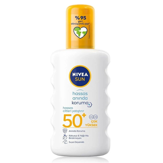 Nivea Sun Hassas Koruma güneş spreyi SPF 50 200 ml hassas ciltler için hafif formül doğal aloe vera içerikli- 1