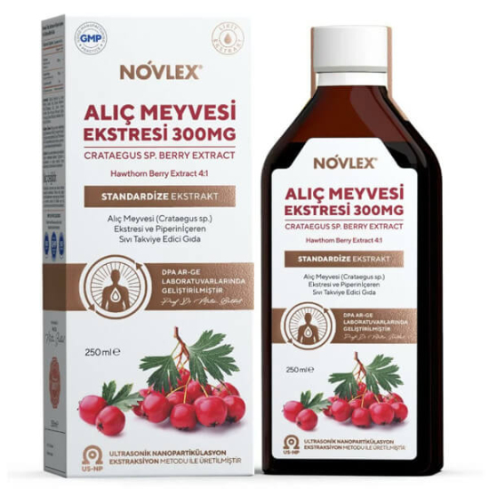 Novlex Alıç Meyve Ekstresi ve Piperin 250 ml sıvı takviye, alıç Crataegus sp. ve karabiber Piper nigrum ekstresi- 1