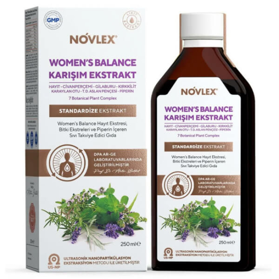 Novlex Womens Balance bitki ekstreleri 250 ml sıvı takviye, hayıt civanperçemi at kuyruğu gilaburu karayılan- 1