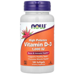 Now Foods Vitamin D3 1000 IU 180 Softgels - Now