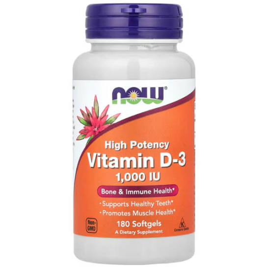  Now Foods Vitamin D3 1000 IU 180 Softgels - 1