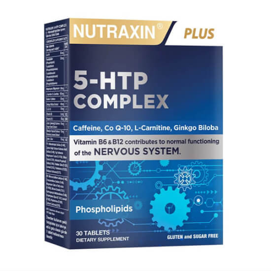 Nutraxin 5 HTP Complex 30 tablet 5-HTP 30 mg B6 B12 magnezyum L-karnitin ginkgo CoQ10 vegan şekersiz glütensiz- 1