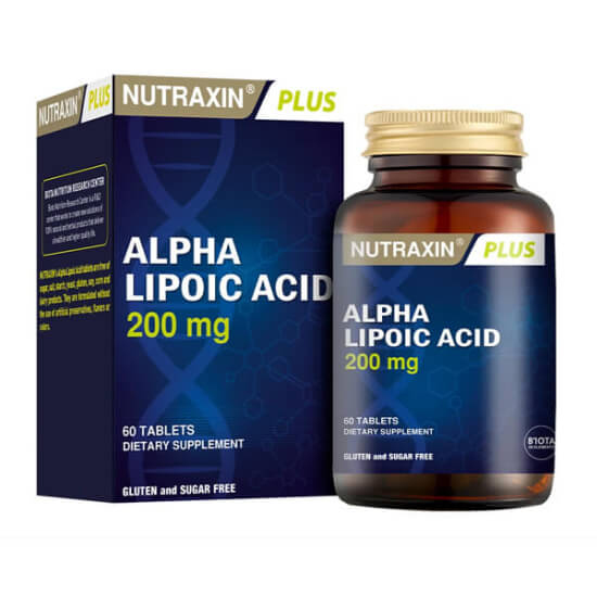 Nutraxin Alpha Lipoic Acid 200 mg 60 tablet takviye edici gıda şeker gluten soya içermez katkısız formül- 1