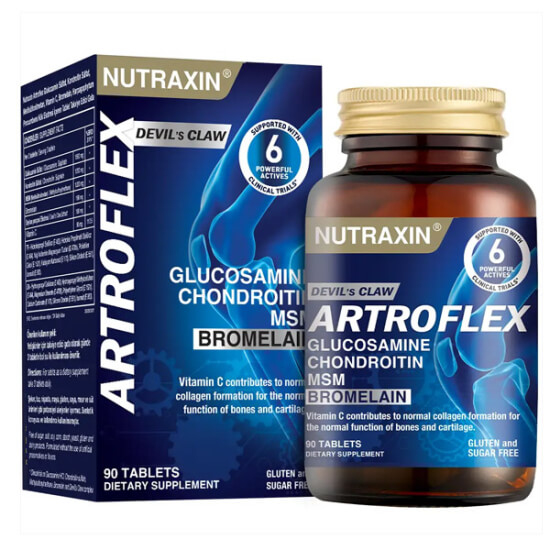 Nutraxin Artroflex 90 tablet kutu görseli glukozamin HCl 1500 mg kondroitin sülfat 1200 mg MSM 1200 mg takviye- 1