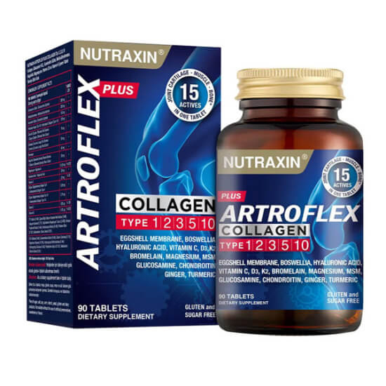 Nutraxin Artroflex Plus Collagen 90 tablet glukozamin 570 mg kondroitin 300 mg tip I-III kolajen 250 mg D3 K2- 1