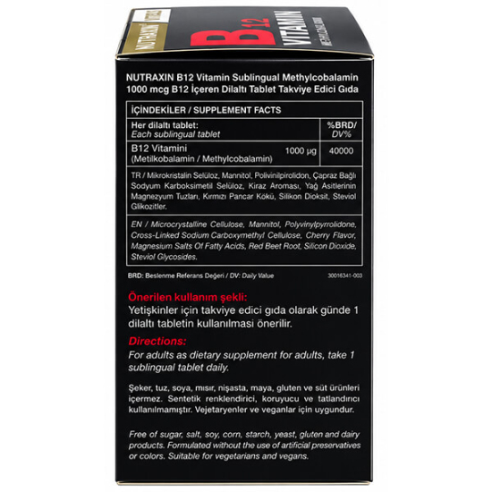 Nutraxin B12 Vitamin 60 Dilaltı Tablet - 3