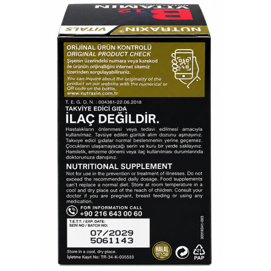 Nutraxin B12 Vitamin 60 Dilaltı Tablet - 4