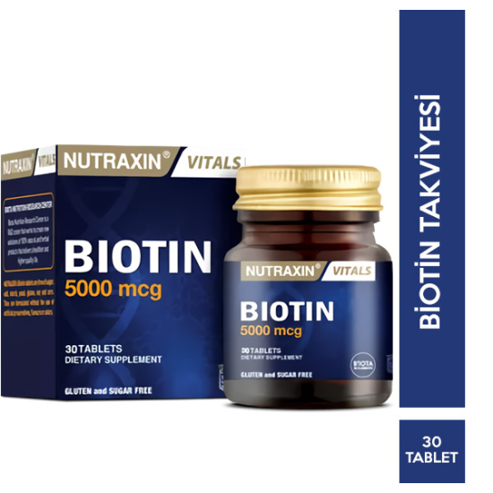 Nutraxin Biotin 5000 mcg 30 Tablet Biotin Takviyesi - 1