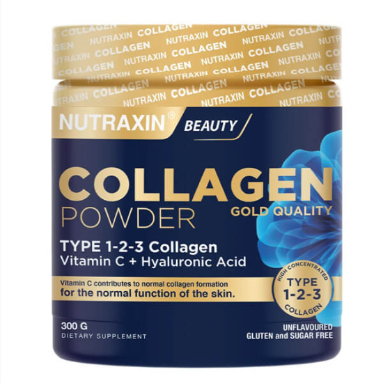 Nutraxin Collagen Gold Quality Powder 300 gr toz kolajen Tip I III 9790 mg Tip II 100 mg C vitamini 100 mg HA 10 mg- 1