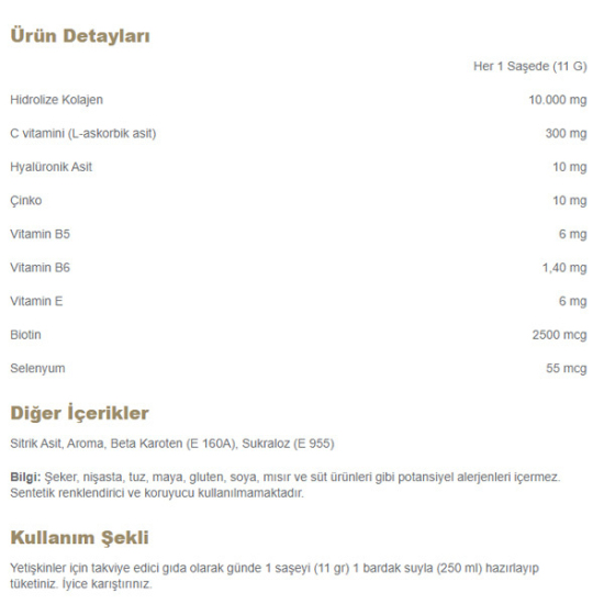 Nutraxin Collagen Gold Quality Takviye Edici Gıda 30 Saşe - 2