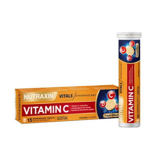Nutraxin Efervesan Vitamin CD Zinc 15 Tablet, C 1000 mg D3 400 IU çinko 10 mg içeren efervesan takviye- 1