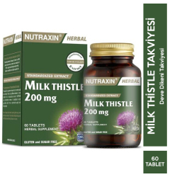 Nutraxin - Nutraxin Milk Thistle 200 mg 60 Tablet Deve Dikeni Takviyesi Nutraxin - Nutraxin Milk Thistle 200 mg 60 Tablet Deve Dikeni Takviyesi