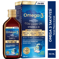 Nutraxin - Nutraxin Omega 3 Şurup Karışık Meyve Aromalı 150 ML Nutraxin - Nutraxin Omega 3 Şurup Karışık Meyve Aromalı 150 ML