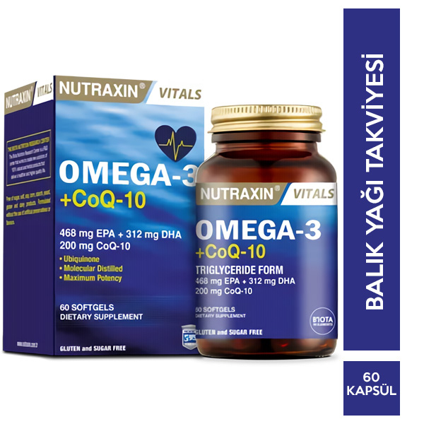 Nutraxin Omega3 CoQ 10 60 Kapsül Balık Yağı Nar Ecza